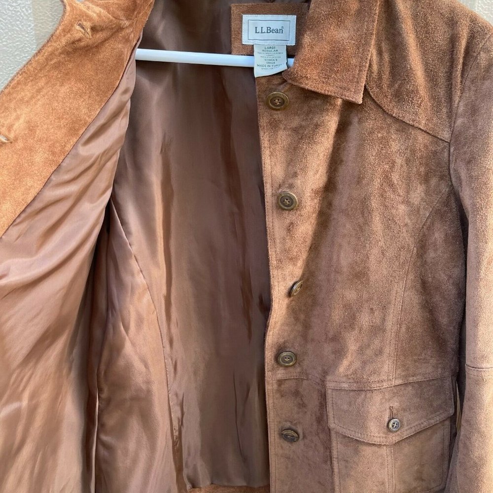 LL Bean Womens Leather Jacket Size Large Regular - Picture 3 of 4